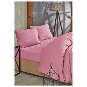 Pudra Kapitone Yatak Koruyucu %100 Pamuk Alez Ve Nevresim Set 100x200 cm