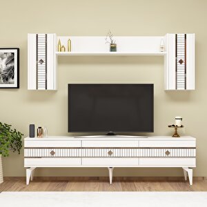 Lenora Tv Üni̇tesi̇ Takimi 180 Cm Beyaz-Gümüş Beyaz-Gümüş