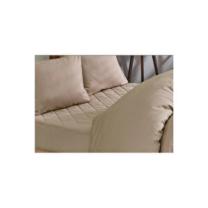 Kahverengi Kapitone Yatak Koruyucu Alez Ve Nevresim Set %100 Pamuk 8 Ebat 140x200 cm