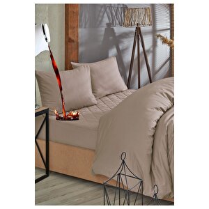Kahverengi Sıvı Geçirmez Kapitone %100 Pamuk Alez Ve Nevresim Set 90x190 cm