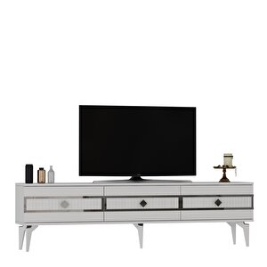 Nora Tv Sehpasi (alt Modül) Beyaz-Gümüş