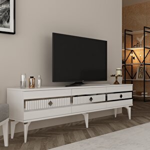 Nora Tv Sehpasi (alt Modül) Beyaz-Gümüş
