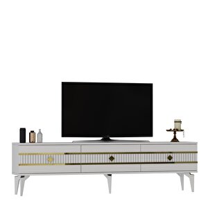 Lenora Tv Sehpasi (alt Modül) Ve Konsol 2'li̇ Salon Takimi Beyaz -Altın