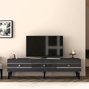 Lenora Tv Sehpasi (alt Modül) Ve Konsol 2'li̇ Salon Takimi Antrasit- Gümüş Antrasit Gümüş