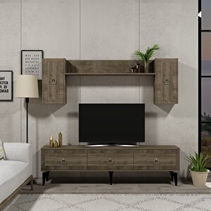 Selen Tv Ünitesi Ve Konsol 2'li Salon Takımı Ceviz-Ceviz Ceviz-Ceviz