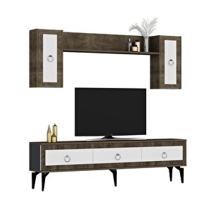 Selen Tv Ünitesi Ve Konsol 2'li Salon Takımı Ceviz-Beyaz