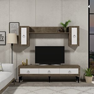 Selen Tv Ünitesi Ve Konsol 2'li Salon Takımı Ceviz-Beyaz
