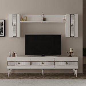 Nora Tv Üni̇tesi̇ Takimi 180 Cm Beyaz-Gümüş Beyaz-Gümüş