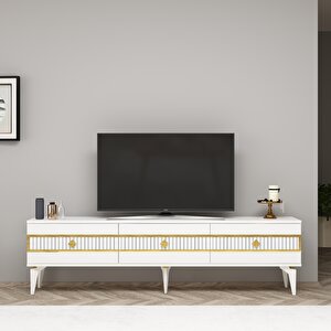 Nova Tv Sehpasi (alt Modül) Beyaz-Altın Beyaz-Altın