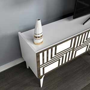 Pi̇ne Tv Üni̇tesi̇ Takimi Beyaz (Ceviz Desen)