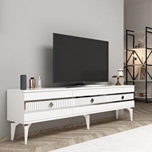 Nova Tv Sehpasi (alt Modül) Beyaz-Gümüş Beyaz-Gümüş