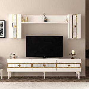 Nora Tv Üni̇tesi̇ Takimi 180 Cm Beyaz-Altın Beyaz-Altın