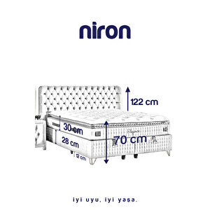 Niron Elegance Yatak Seti - 140x190 Çift Kişilik Pedli Lüks Orta Sert Yatak, Lüks Baza Ve Başlık Takımı