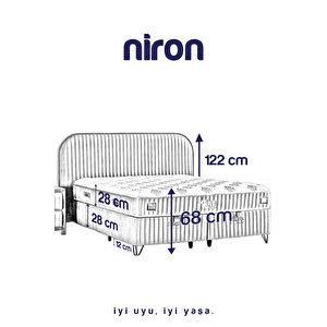Niron Line Visco Yatak Seti – 150x200 Orta Sert Visco Sünger Yatak Lüks Baza Ve Başlık Takımı