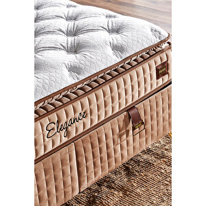 Elegance Yatak Seti - 200x200 Çift Kişilik Pedli Lüks Orta Sert Yatak, Lüks Baza Ve Başlık Takımı