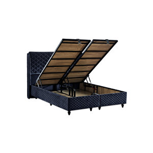 Niron Baklava Yatak Seti - 180x200 Cm Antrasit Çift Kişilik, Pedli Sert Yatak, Lüks Baza Ve Başlık Takımı