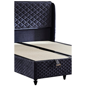 Niron Baklava Yatak Seti - 180x200 Cm Antrasit Çift Kişilik, Pedli Sert Yatak, Lüks Baza Ve Başlık Takımı