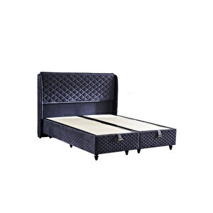 Niron Baklava Yatak Seti - 180x200 Cm Antrasit Çift Kişilik, Pedli Sert Yatak, Lüks Baza Ve Başlık Takımı