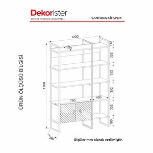 Dekorister Santana Kitaplık Beyaz - Gold