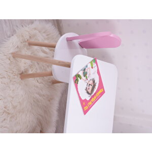 Montessori Çocuk Çalışma Masası Takımı: 1 Beyaz Masa & 2 Pembe Bunny Sandalye