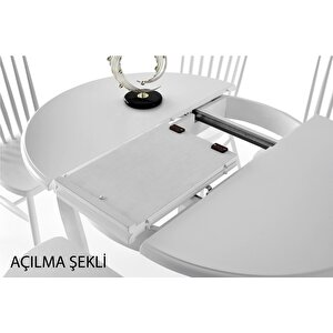 Açılır Yuvarlak 90 Cm Begonya Mdf Masa Ahşap Ayak Beyaz