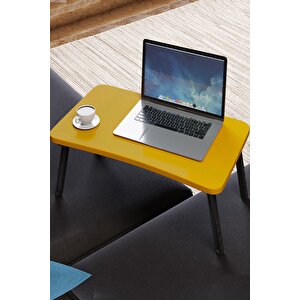 Renkli Laptop Sehpası Katlanabilir Yatak Koltuk Üstü Kahvaltı Bilgisayar Sehpası - Sarı