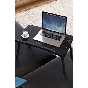 Renkli Laptop Sehpası Katlanabilir Yatak Koltuk Üstü Kahvaltı Bilgisayar Sehpası - Siyah