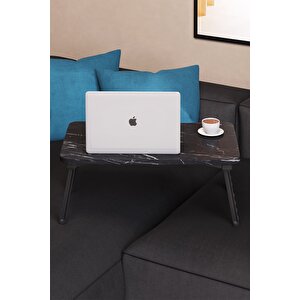 Renkli Laptop Sehpası Katlanabilir Yatak Koltuk Üstü Kahvaltı Bilgisayar Sehpası - Siyah