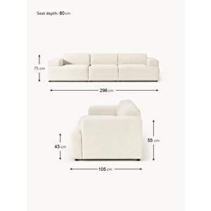 Mode Sofesta Üçlü Kanepe 3 Modül Kırık Beyaz Keten 01 Kumaş (dairenize Teslim)
