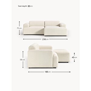 Mode Sofesta Sağ Köşe Koltuk Takımı 2 Modül Kırık Beyaz Keten 01 Kumaş (dairenize Teslim)