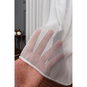 Örme Çelik Dökümlü Tül Perde Ekstra Gramajlı Dökümlü 1x3 Sık Pile - Kırışmaz Ütü Gerektirmez 350x220 cm