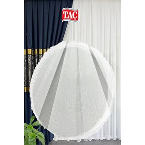 Bambu Simli Tül Perde Ekstra Gramajlı Dökümlü 1x2 Seyrek Pile - Kırışmaz Ütü Gerektirmez 150x205 cm