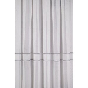 Antrasit Şeritli Tül Perde Ekstra Gramajlı Dökümlü 1x2 Seyrek Pile - Kırışmaz Ütü Gerektirmez 480x230 cm