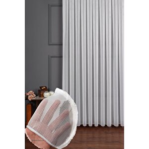 Örme Çelik Dökümlü Tül Perde Ekstra Gramajlı Dökümlü 1x2 Seyrek Pile - Kırışmaz Ütü Gerektirmez 440x230 cm