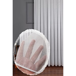 İnce Örme Çelik Tül Perde Ekstra Gramajlı Dökümlü 1x2 Seyrek Pile - Kırışmaz Ütü Gerektirmez 350x205 cm