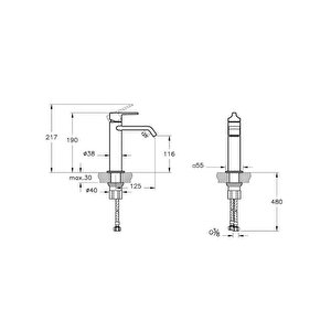 Vitra Suit Lavabo Bataryası Krom A42816 Gümüş