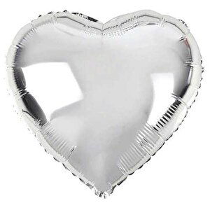 Kalp Şekilli Gümüş Renk Folyo Balon 45 Cm 5 Adet
