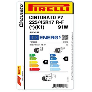 225/45 R17 91w Rft Cinturato P7 (k1) * Oto Yaz Lastiği (üretim: 2024)