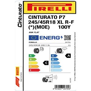 Pirelli 245/45r18 100y Xl R-f P7 Cinturato  (*) (moe) Oto Yaz Lastiği ( Üretim : 2023 )