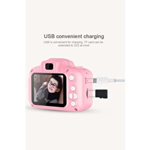 Torima Pembe Renk Sd Card Hediyeli 1080p Hd Çocuk Kamera Dijital Fotoğraf Makinesi 2.0 Inç Ekran