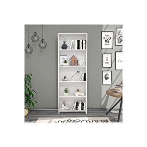 Kitaplık Lilium 5 Raflı Dekoratif Kitaplık Beyaz