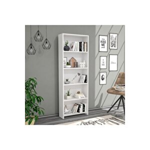 Kitaplık Lilium 5 Raflı Dekoratif Kitaplık Beyaz
