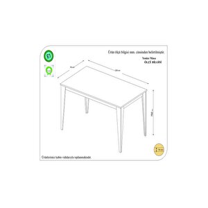 Yemek Masası Yaren Antrasit 130 Cm