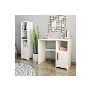 Çalışma Masası Ve Kitaplık Set Kutay Beyaz
