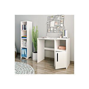 Çalışma Masası Ve Kitaplık Set Kutay Beyaz