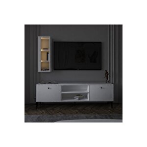 Tv Ünitesi Cunda Beyaz Led Işıklı 150 Cm