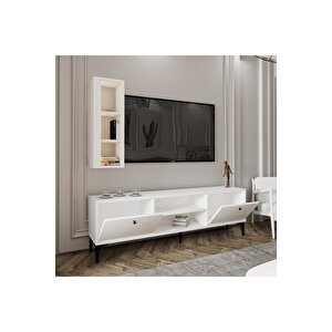 Tv Ünitesi Cunda Beyaz Led Işıklı 150 Cm