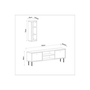Tv Ünitesi Cunda Beyaz Led Işıklı 150 Cm