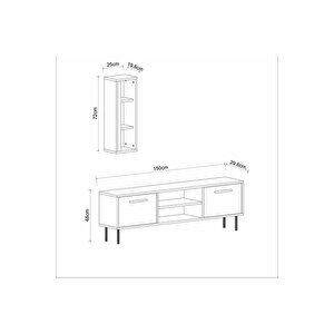 Tv Ünitesi Cunda Ceviz Led Işıklı 150 Cm