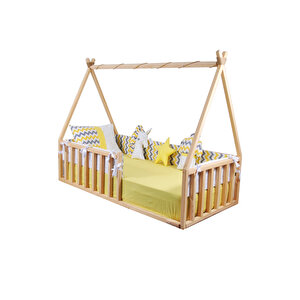 Yere Sıfır Montessori Yatak Doğal Ahşap Çocuk Ve Bebek Karyola 120x200 cm